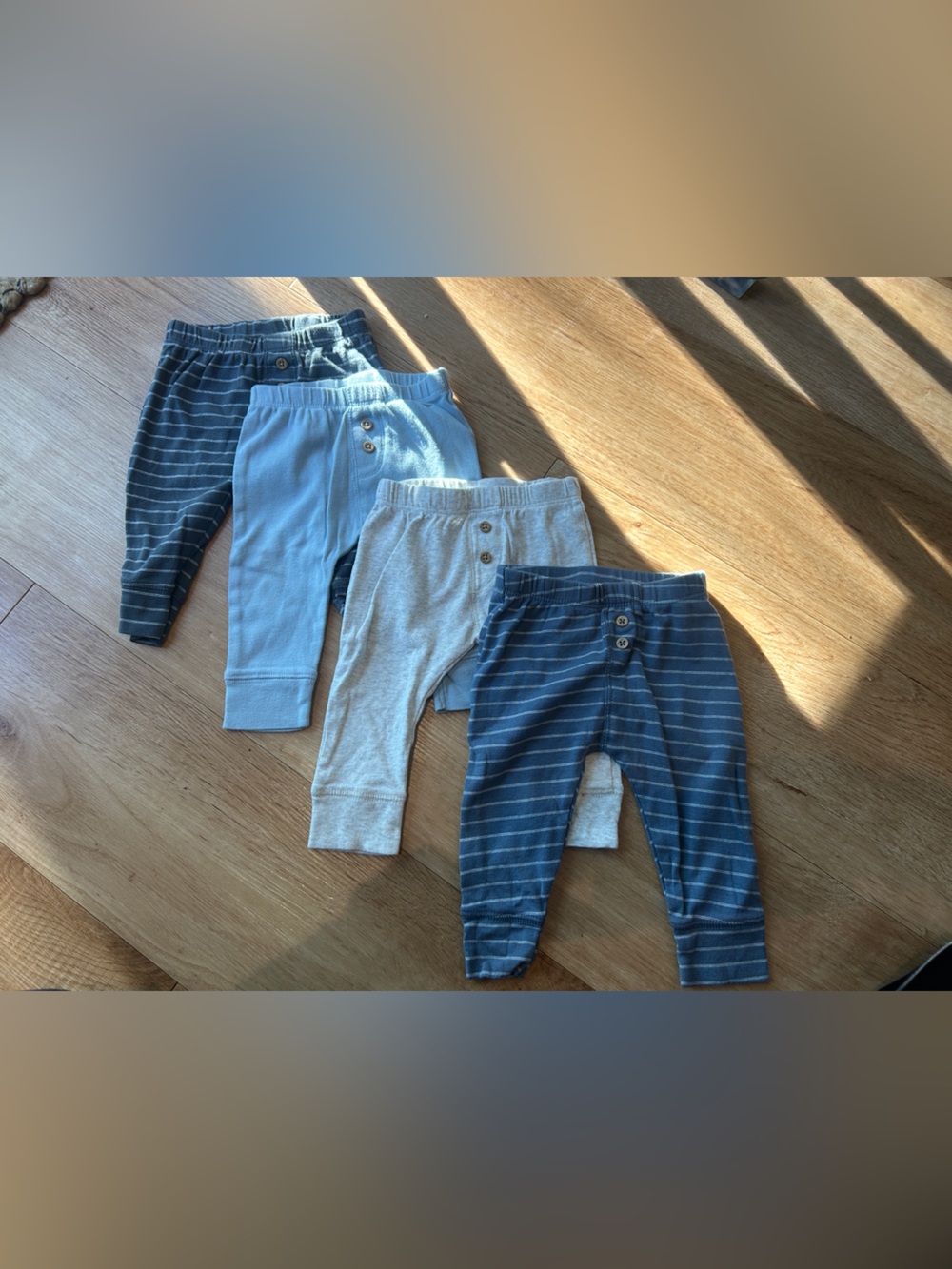 Baby Boys' Soft Knit Jogger Pants - Blue and Gray -6 months